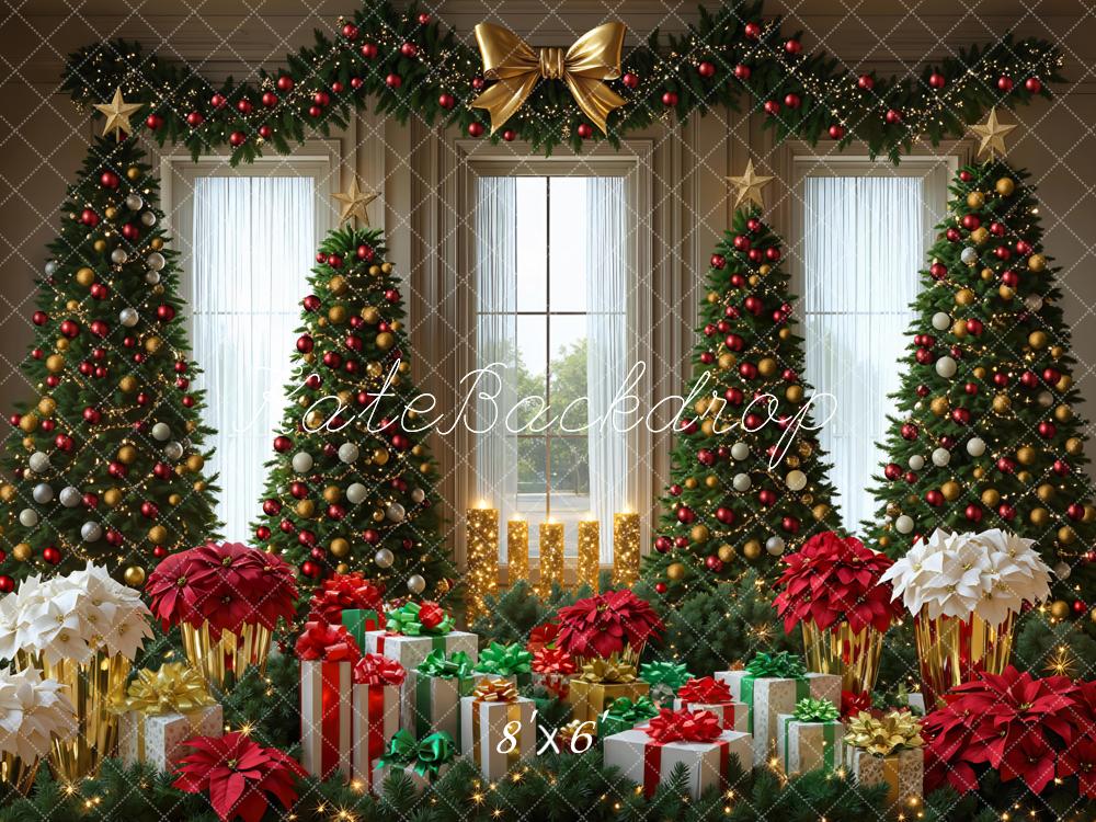 Kate Weihnachten Weihnachtsbaum Geschenkboxen Gold Rot Hintergrund Entworfen von Mini MakeBelieve - Kate Backdrop.de