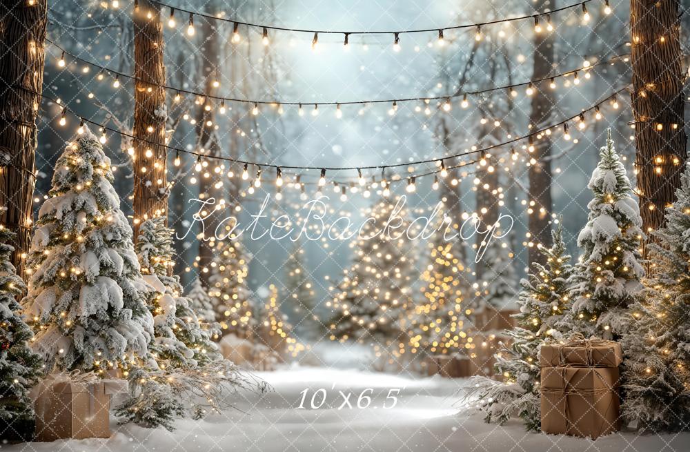 Kate Weihnachten Winterwald Lichter Braun Fleece Hintergrund Entworfen von Emetselch - Kate Backdrop.de