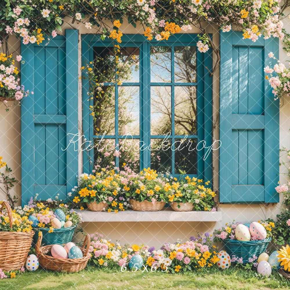 Kate Ostern Fenster Blumen Landhausstil Hintergrund Entworfen von Emetselch