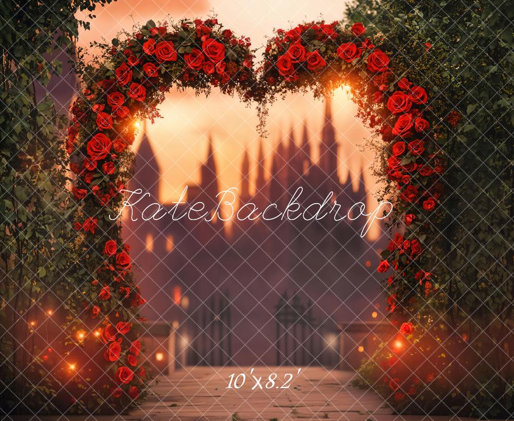 Kate Valentinstag Herzbogen Rote Rosen Romantisch Hintergrund Entworfen von Emetselch