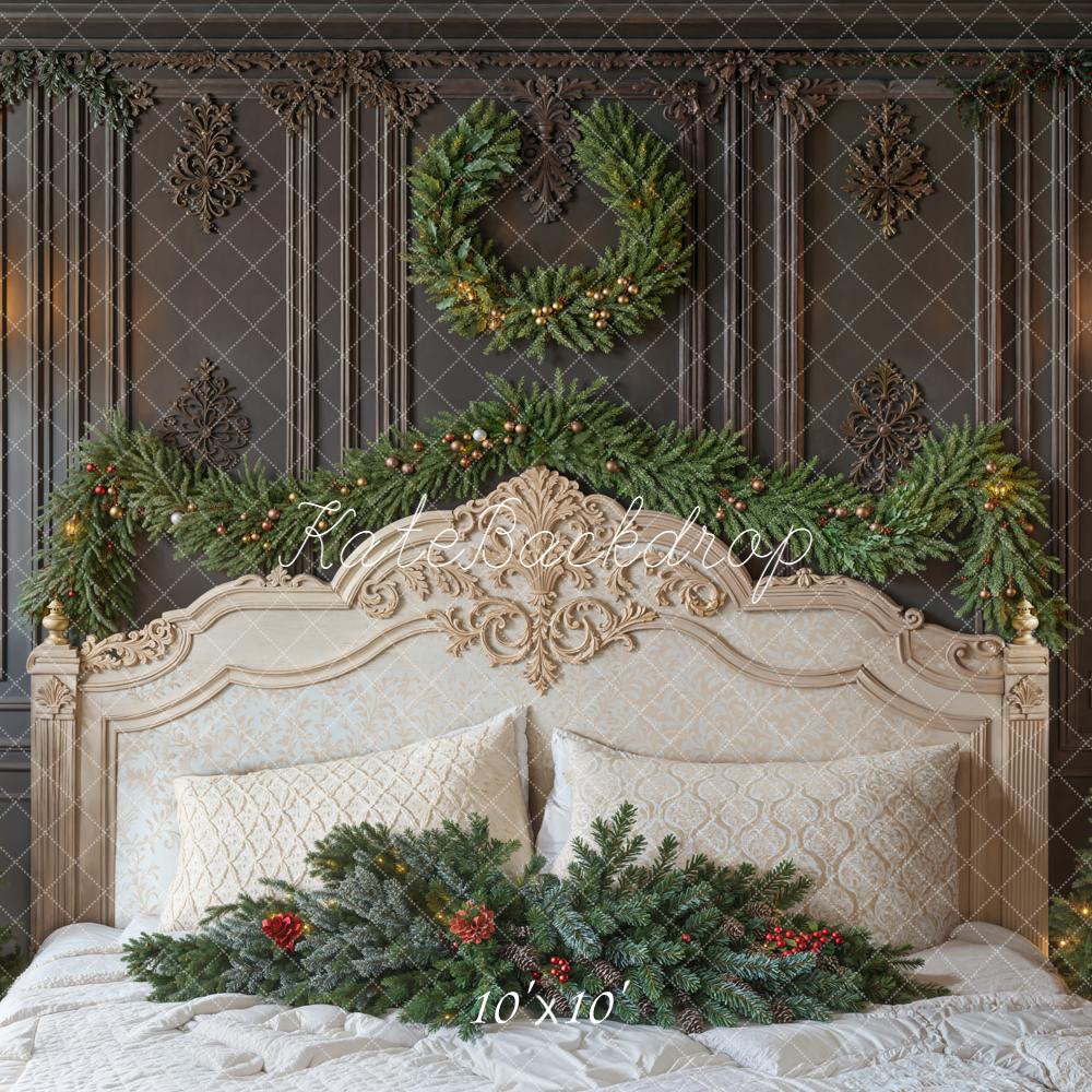 Kate Weihnachten Schlafzimmer Kranz Tannenzweige Hintergrund Entworfen von Emetselch - Kate Backdrop.de