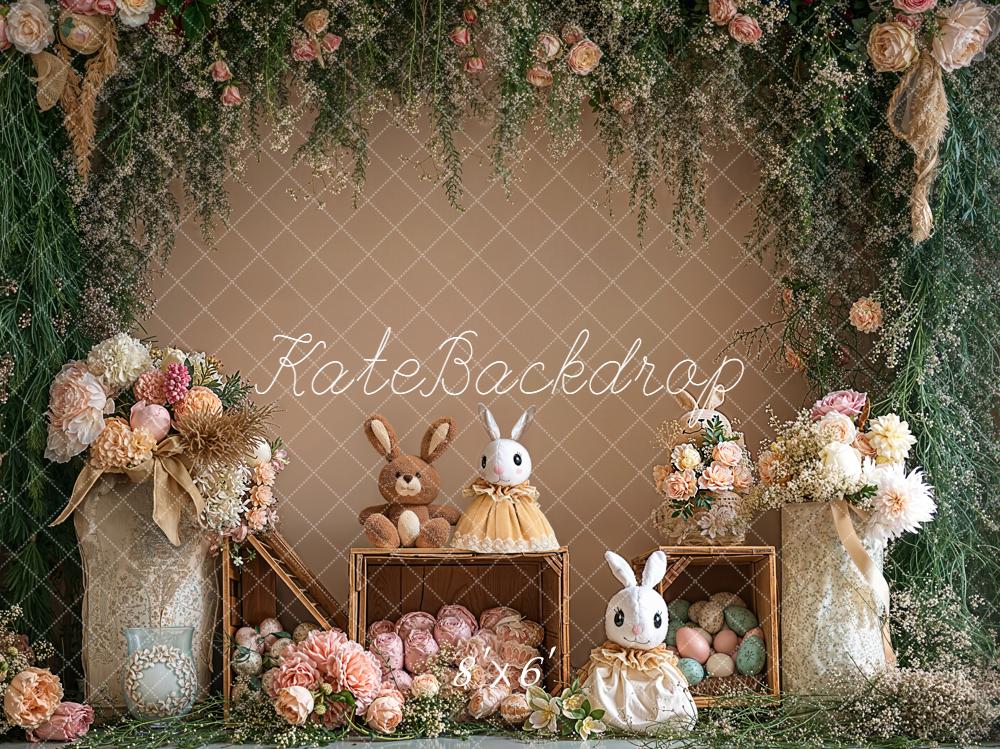 Kate Ostern Häschen Blumen Vintage Fleece Hintergrund Entworfen von Emetselch - Kate Backdrop.de