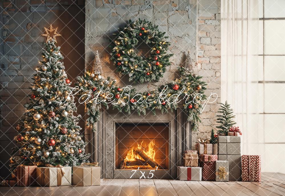 Kate Weihnachten Baum Kamin Geschenke Hintergrund Entworfen von Emetselch