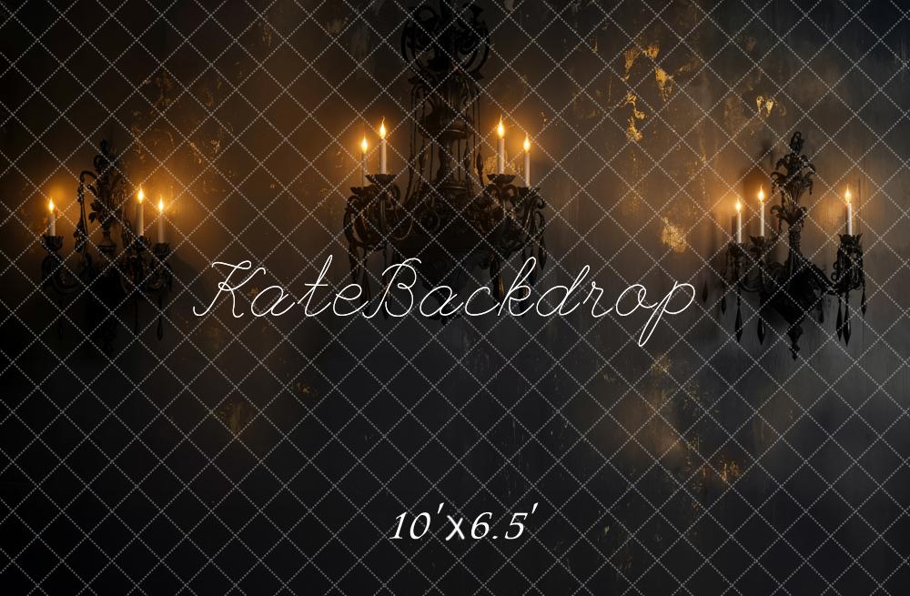 Kate Gothic Kronleuchter Kerzen Dunkel Fleece Hintergrund Entworfen von Emetselch - Kate Backdrop.de