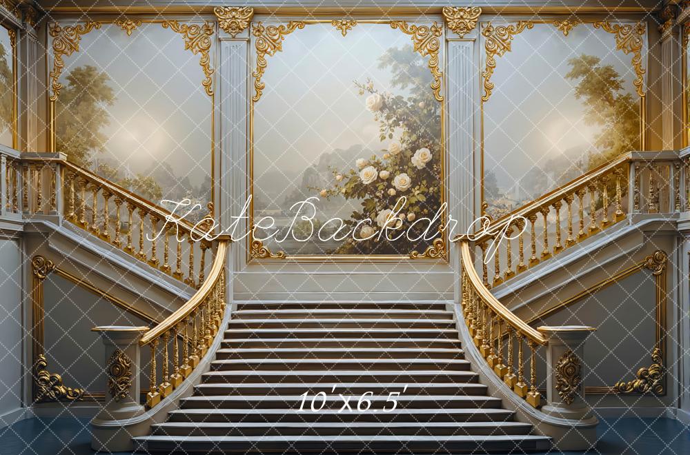 Kate Ball Prunktreppe Blumen Gold Hintergrund Entworfen von Mini MakeBelieve