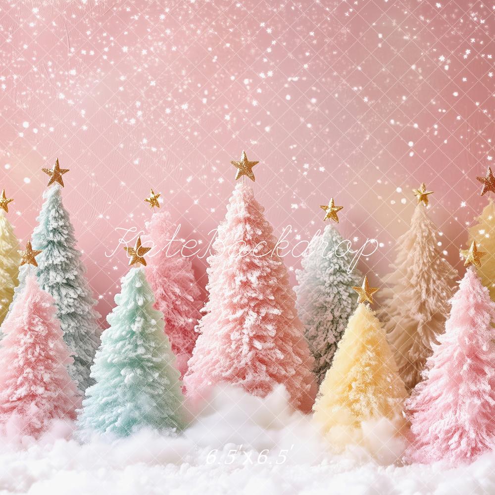 Kate Weihnachten Pastell Tannen Glitzer Hintergrund Entworfen von Patty Roberts