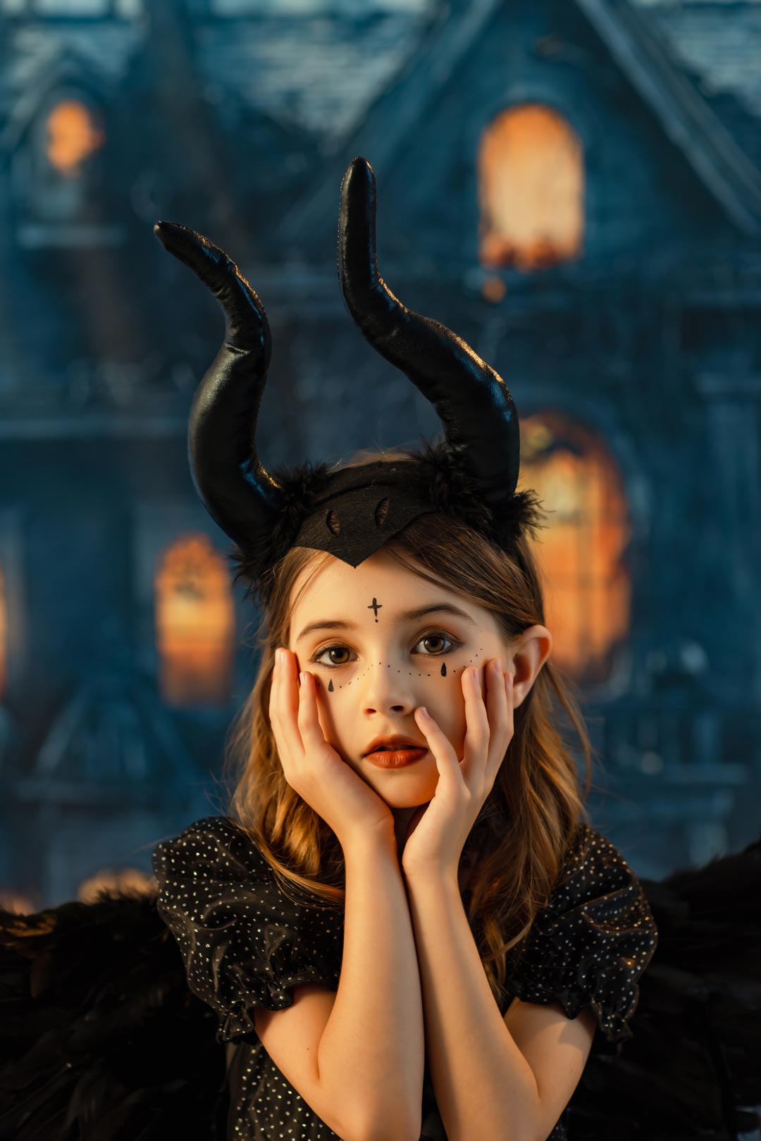 Kate Halloween Schwarzes Teufelsflügel-Kinderkleid-Set - Kate Backdrop.de