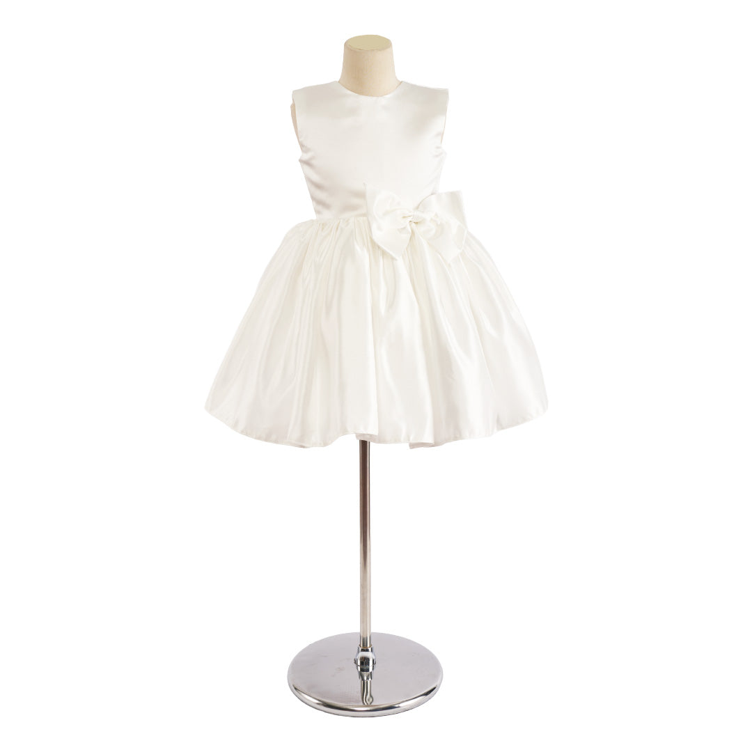 Kate Einfaches weißes Kleid mit Schleife für Kinder - Kate Backdrop.de