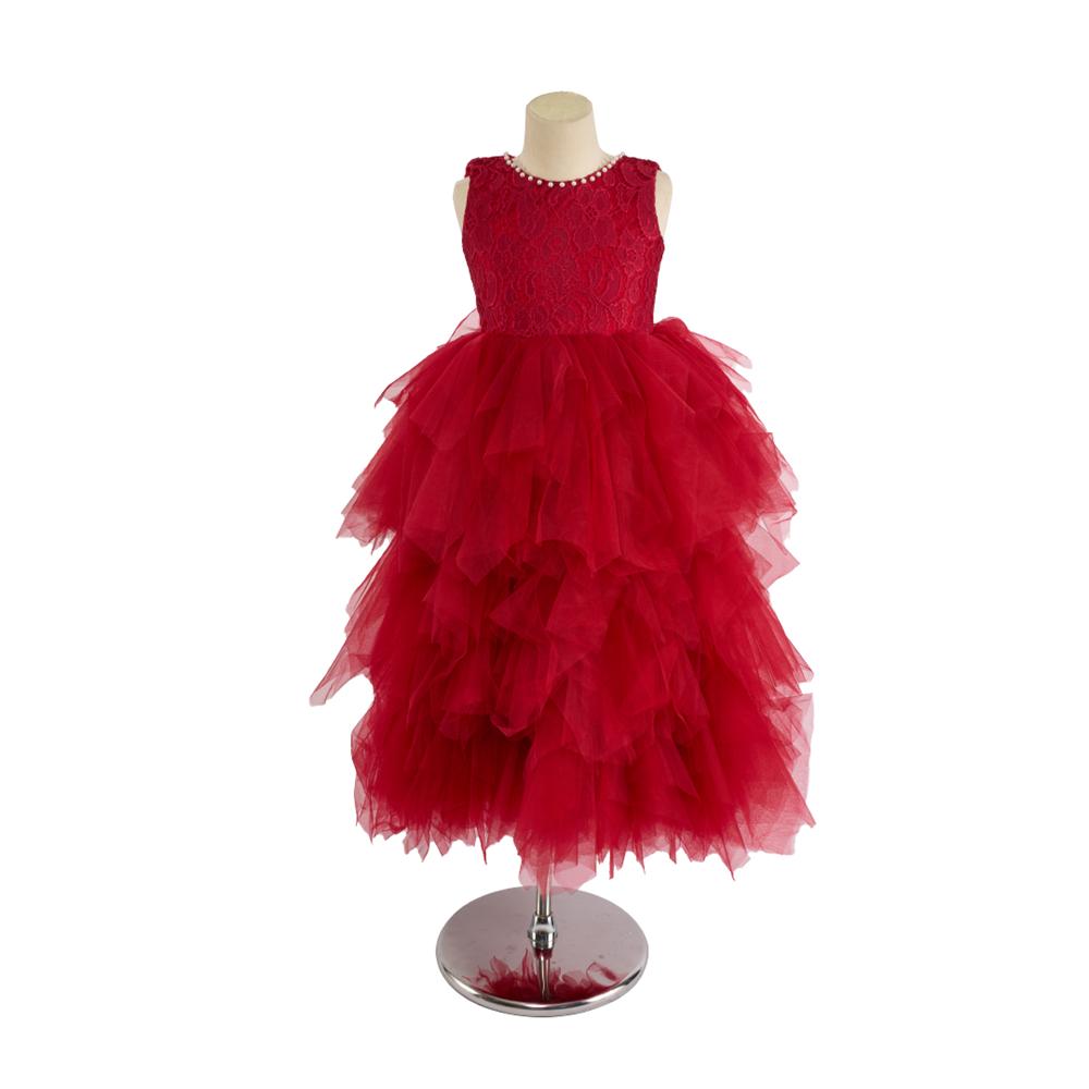 Kate Rotes Perlenkragen-Puffkleid für Kinder - Kate Backdrop.de