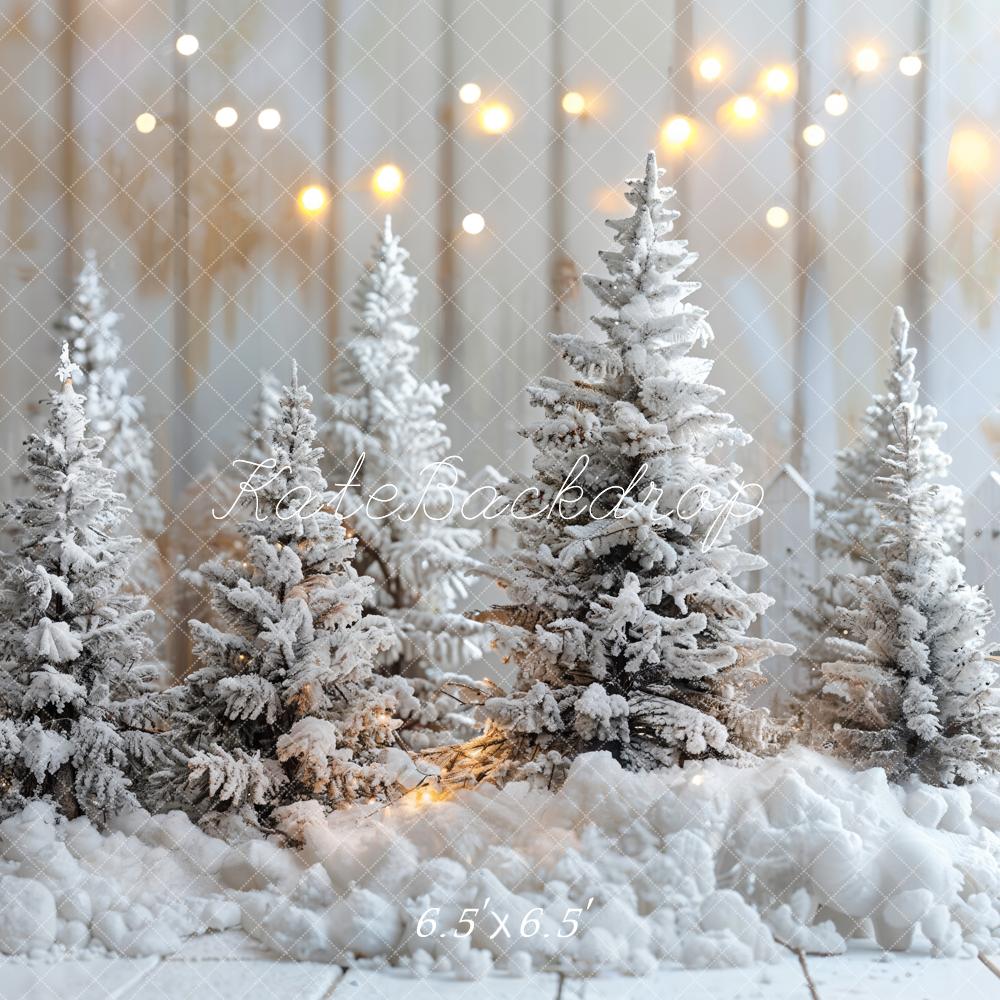 Kate Weihnachten Schnee Tannen Lichter Hintergrund Entworfen von Emetselch
