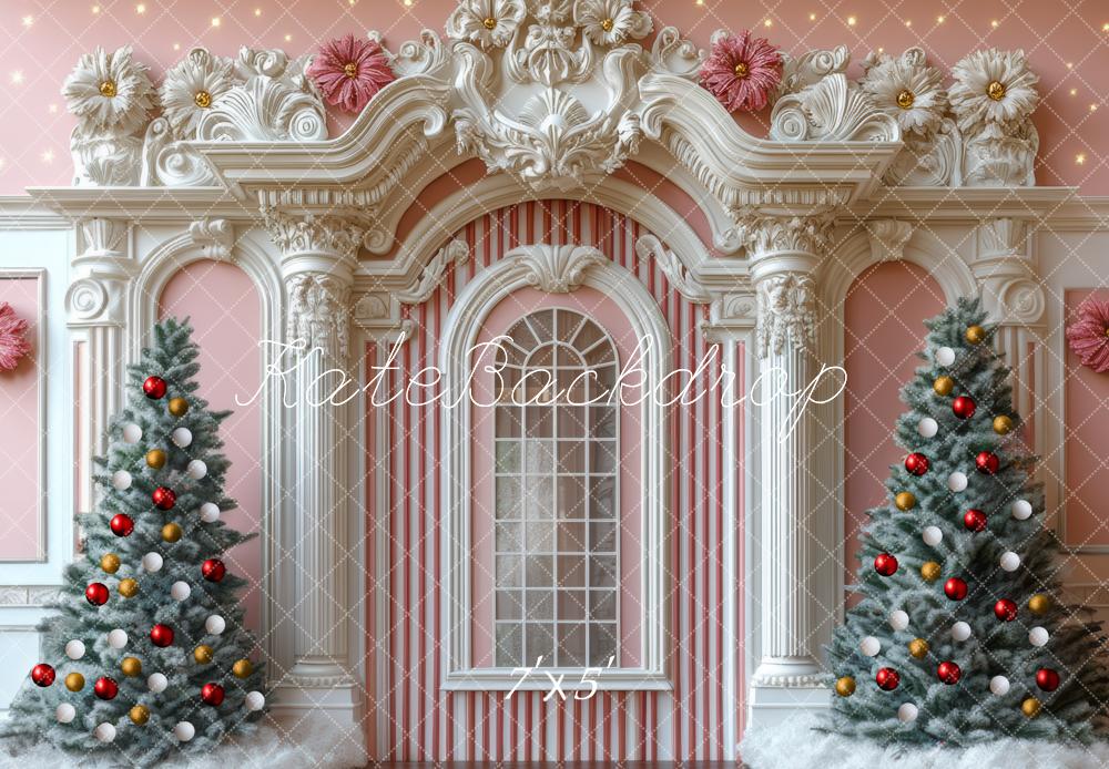 Kate Weihnachten Tannen Bäume Barock Rosa Hintergrund Entworfen von Mini MakeBelieve - Kate Backdrop.de