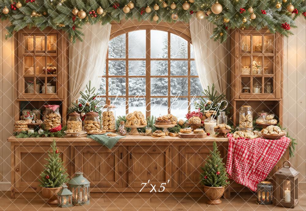 Kate Weihnachten Keksbuffet Fenster Rustikal Hintergrund Entworfen von Emetselch - Kate Backdrop.de