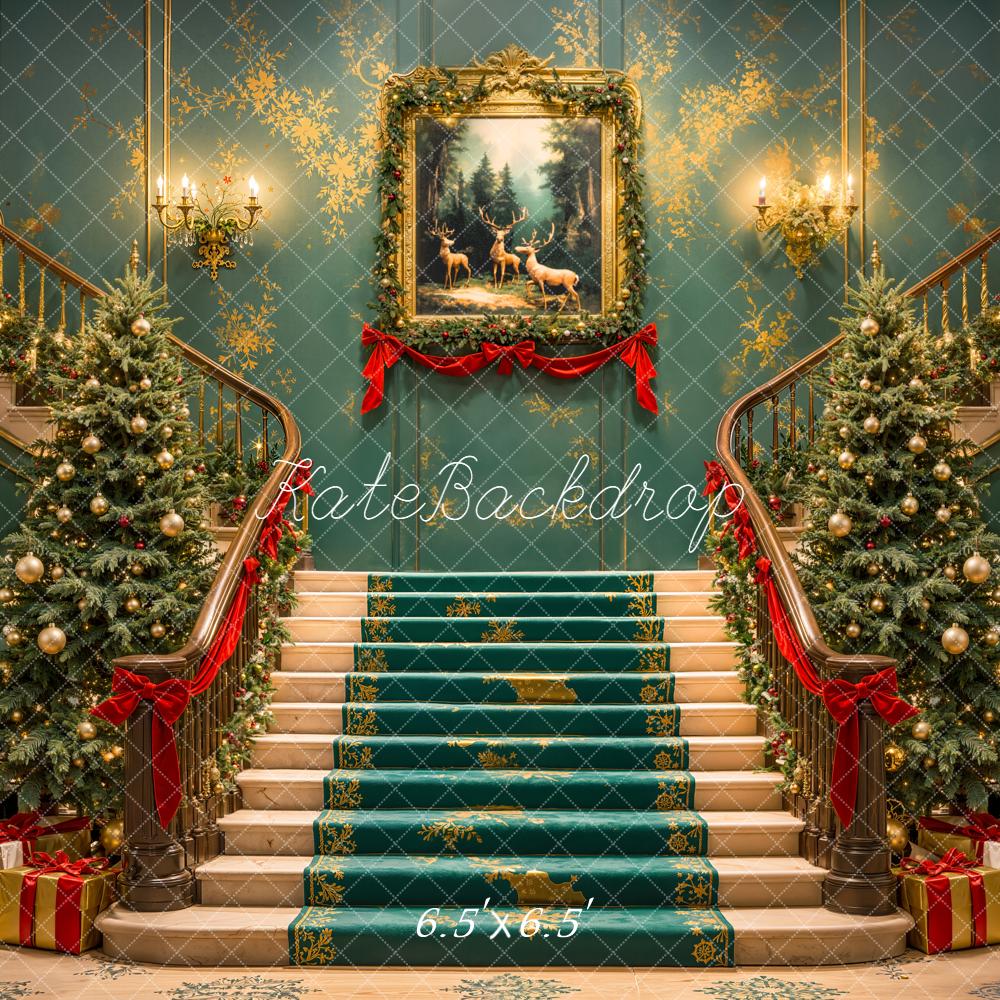 Kate Weihnachten Treppe Weihnachtsbaum Geschenkboxen Hintergrund Entworfen von Emetselch - Kate Backdrop.de