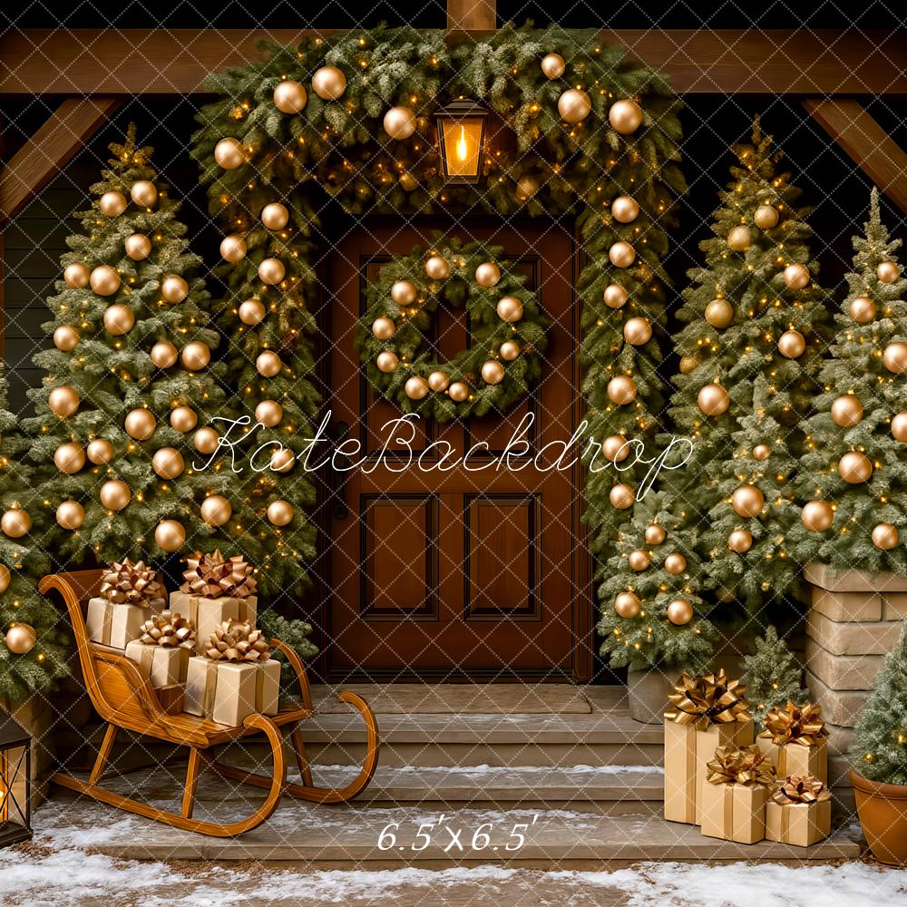 Kate Weihnachten Geschenke Tannenbaum Braun Hintergrund Entworfen von Mini MakeBelieve - Kate Backdrop.de
