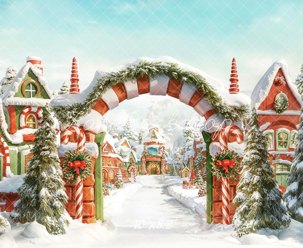 Kate Weihnachten Zuckerstangen Dorf Schnee Hintergrund Entworfen von Chain - Kate Backdrop.de