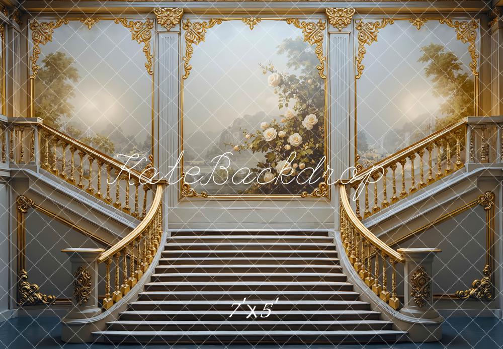 Kate Ball Prunktreppe Blumen Gold Hintergrund Entworfen von Mini MakeBelieve