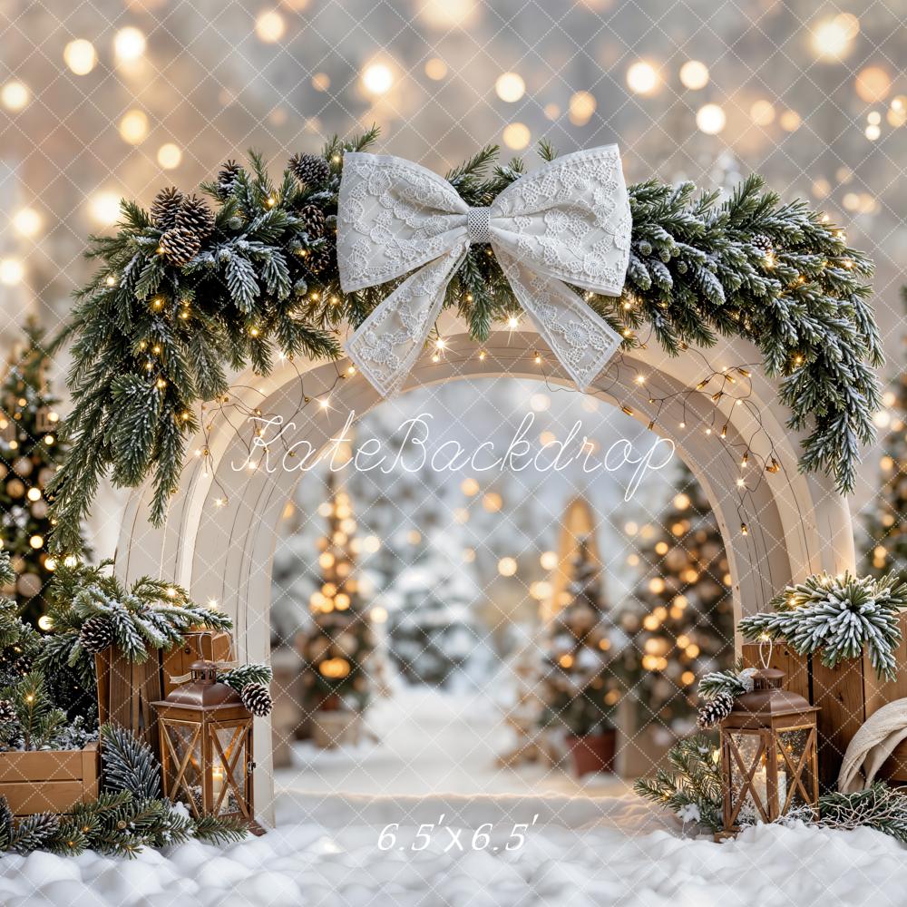Kate Weihnachten Bogen Tannenzweige Schnee Hintergrund Entworfen von Emetselch - Kate Backdrop.de