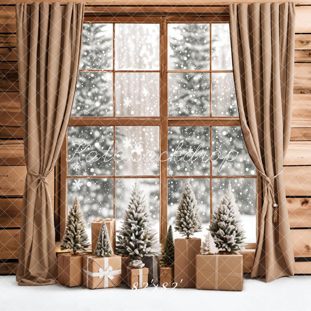 Kate Weihnachten Fenster Geschenke Braun Hintergrund Entworfen von Emetselch