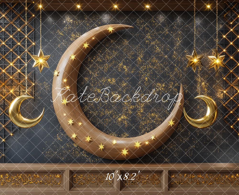 Kate Ramadan Mond Sterne Gold Hintergrund Entworfen von Mini MakeBelieve