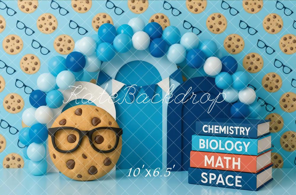 Kate Schule Cookie Ballons Blau Hintergrund Entworfen von Mini MakeBelieve - Kate Backdrop.de