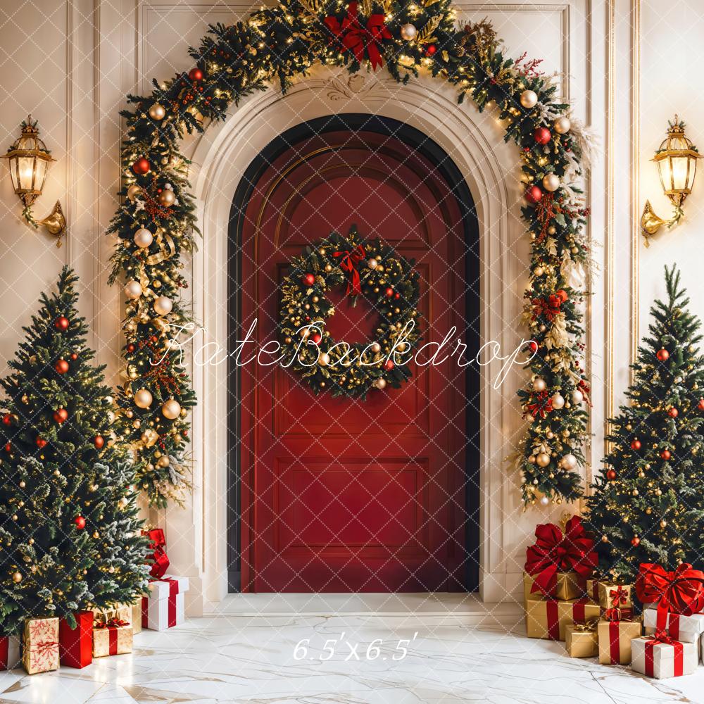 Kate Weihnachten Tür Weihnachtsbaum Rot Hintergrund Entworfen von Emetselch