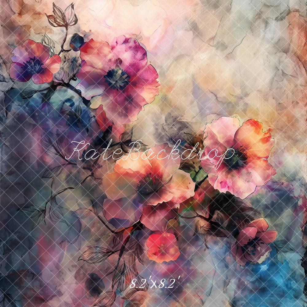 Kate Blumen Zweige Aquarell Hintergrund Entworfen von Kerry Anderson - Kate Backdrop.de