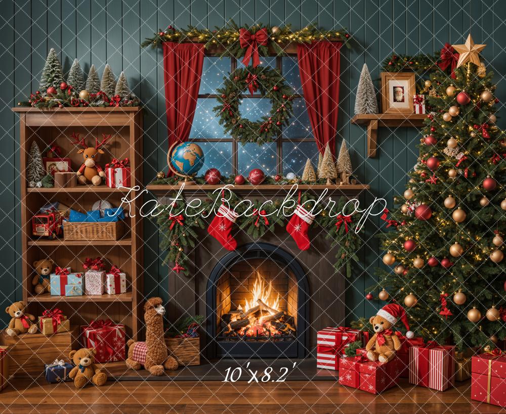 Kate Weihnachten Kamin Geschenke Tannenbaum Hintergrund Entworfen von Emetselch
