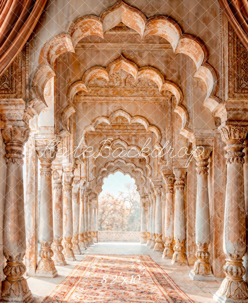 Kate Orientalische Architektur Säulen Teppich Braun Hintergrund Entworfen von Emetselch - Kate Backdrop.de