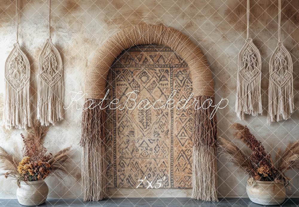 Kate Boho Makramee Bogen Vintage Hintergrund Entworfen von Mini MakeBelieve - Kate Backdrop.de