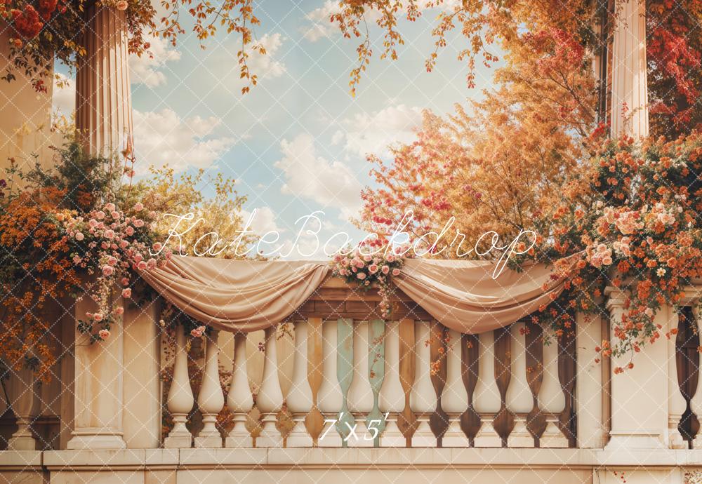 Kate Herbst Balkon Blumen Romantisch Hintergrund Entworfen von Emetselch