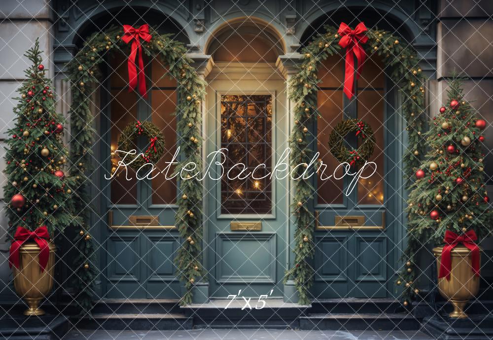 Kate Weihnachten Tür Kranz Girlanden Hintergrund Entworfen von Emetselch