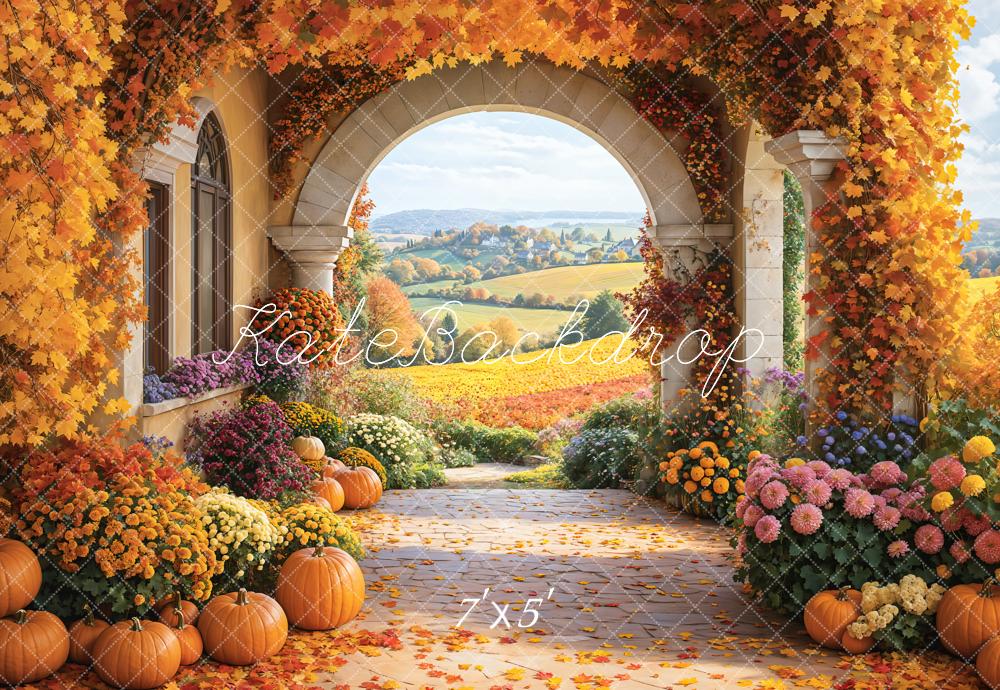 Kate Herbst Kürbisse Bogen Blumen Hintergrund Entworfen von Emetselch - Kate Backdrop.de