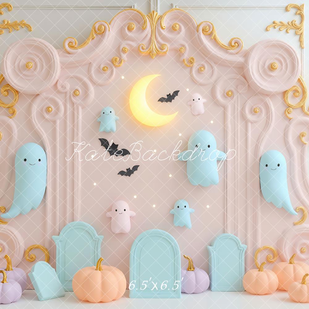 Kate Halloween Geister Kürbisse Pastell Hintergrund Entworfen von Mini MakeBelieve - Kate Backdrop.de