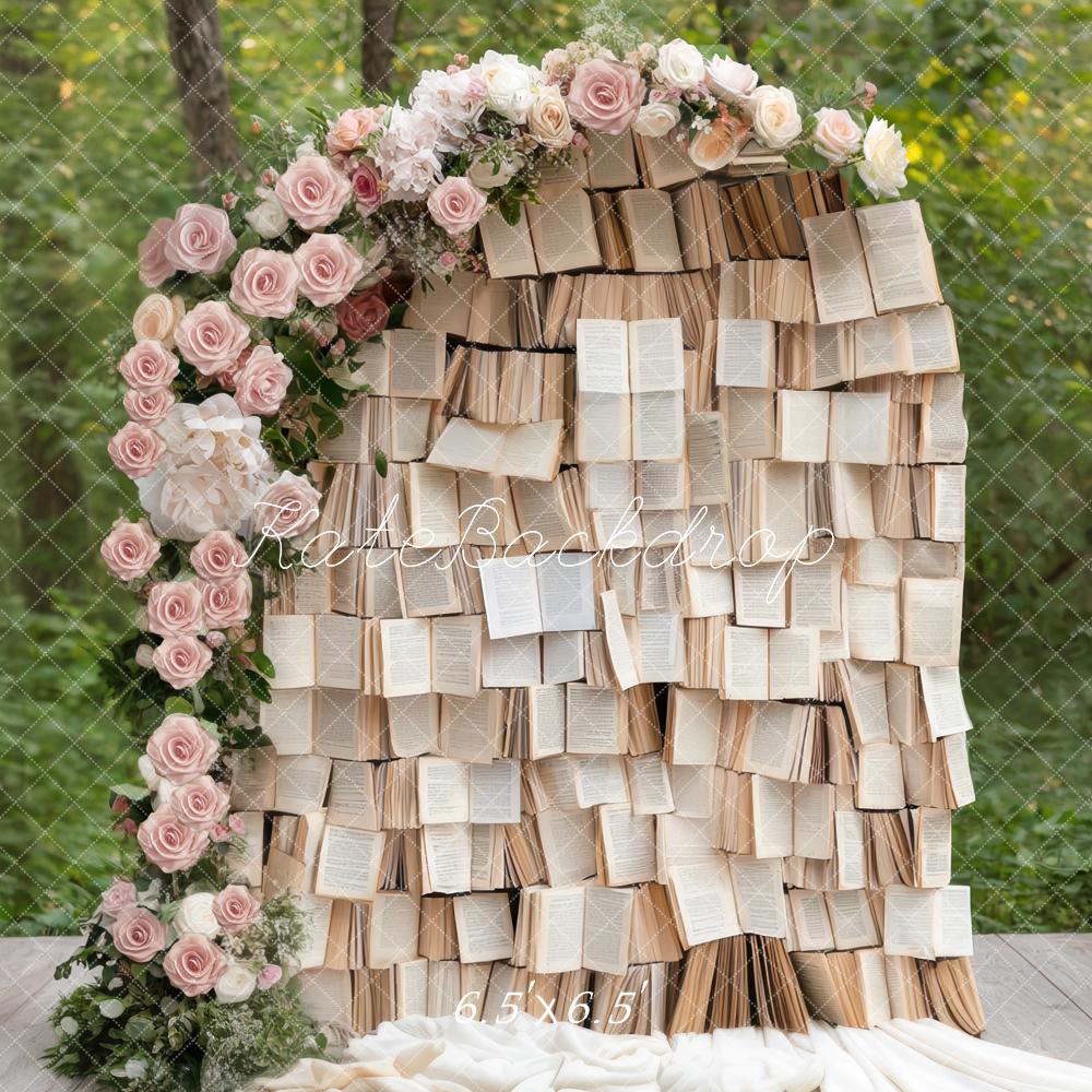 Kate Hochzeit Bücher Blumen Romantisch Hintergrund Entworfen von Mini MakeBelieve - Kate Backdrop.de
