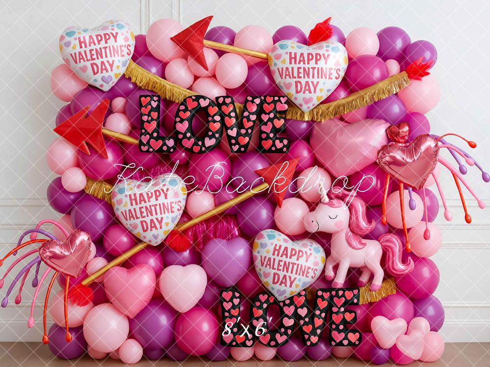 Kate Valentinstag Ballons Herzen Pink Hintergrund Entworfen von Mini MakeBelieve
