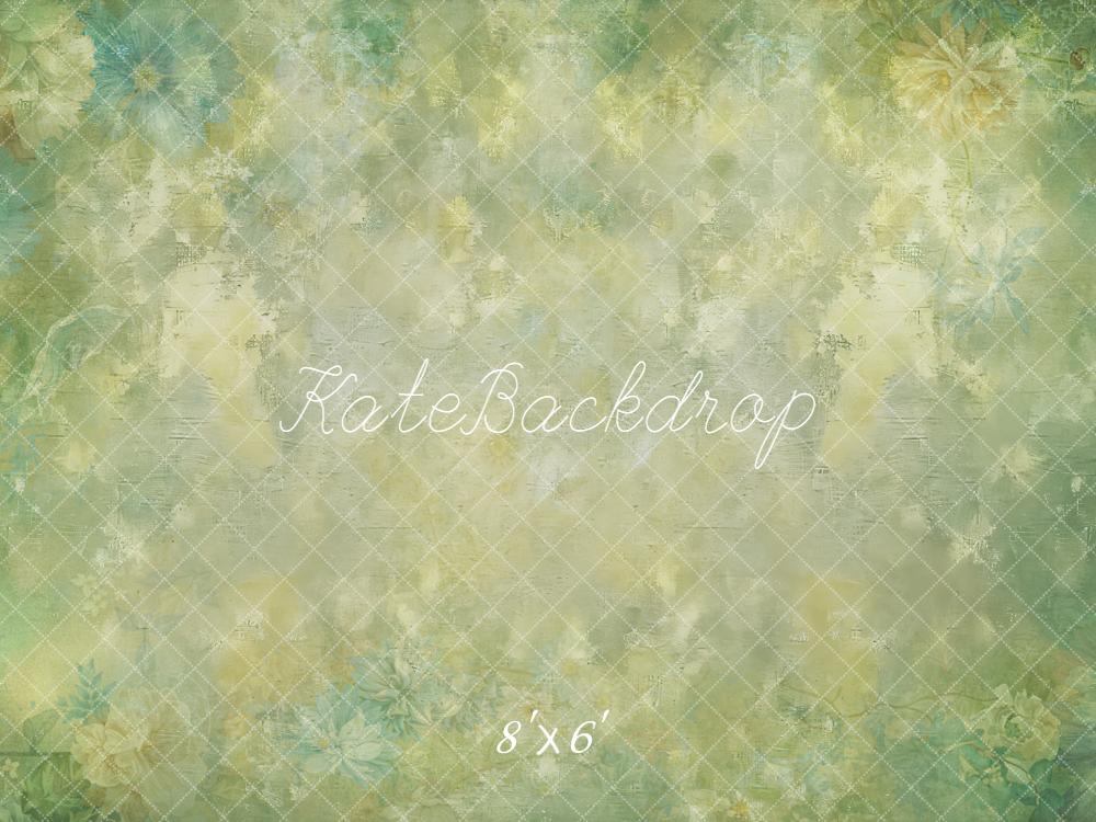 Kate Blumen Aquarell Grün Vintage Fleece Hintergrund Entworfen von Kate Image - Kate Backdrop.de