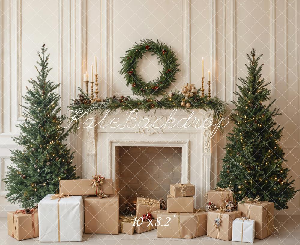 Kate Weihnachten Kamin Tannenbaum Geschenkboxen Hintergrund Entworfen von Emetselch - Kate Backdrop.de