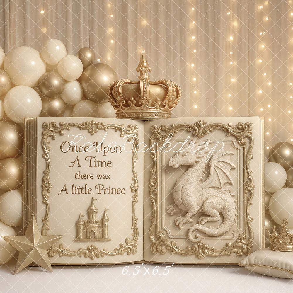 Kate Prinz Märchenbuch Krone Gold Hintergrund Entworfen von Ashley Paul - Kate Backdrop.de