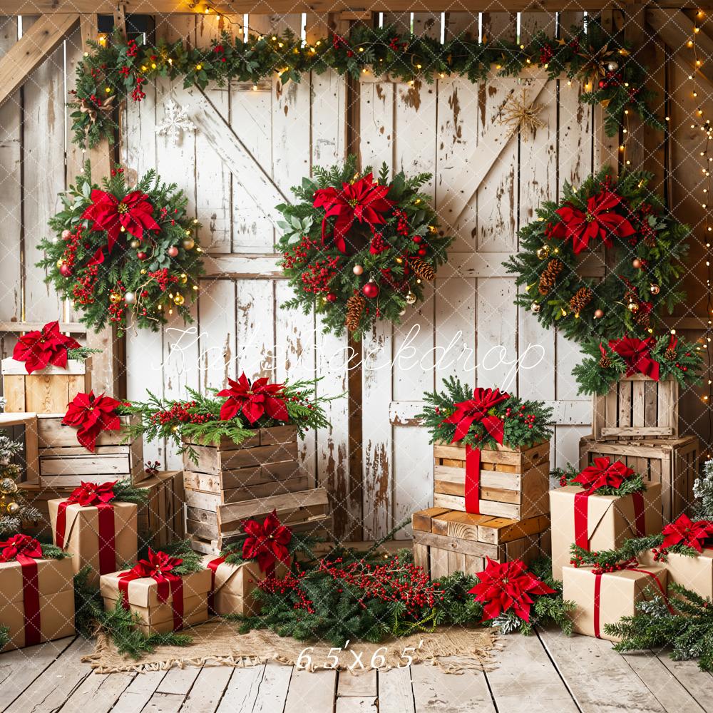 Kate Weihnachten Kränze Geschenke Holz Hintergrund Entworfen von Emetselch