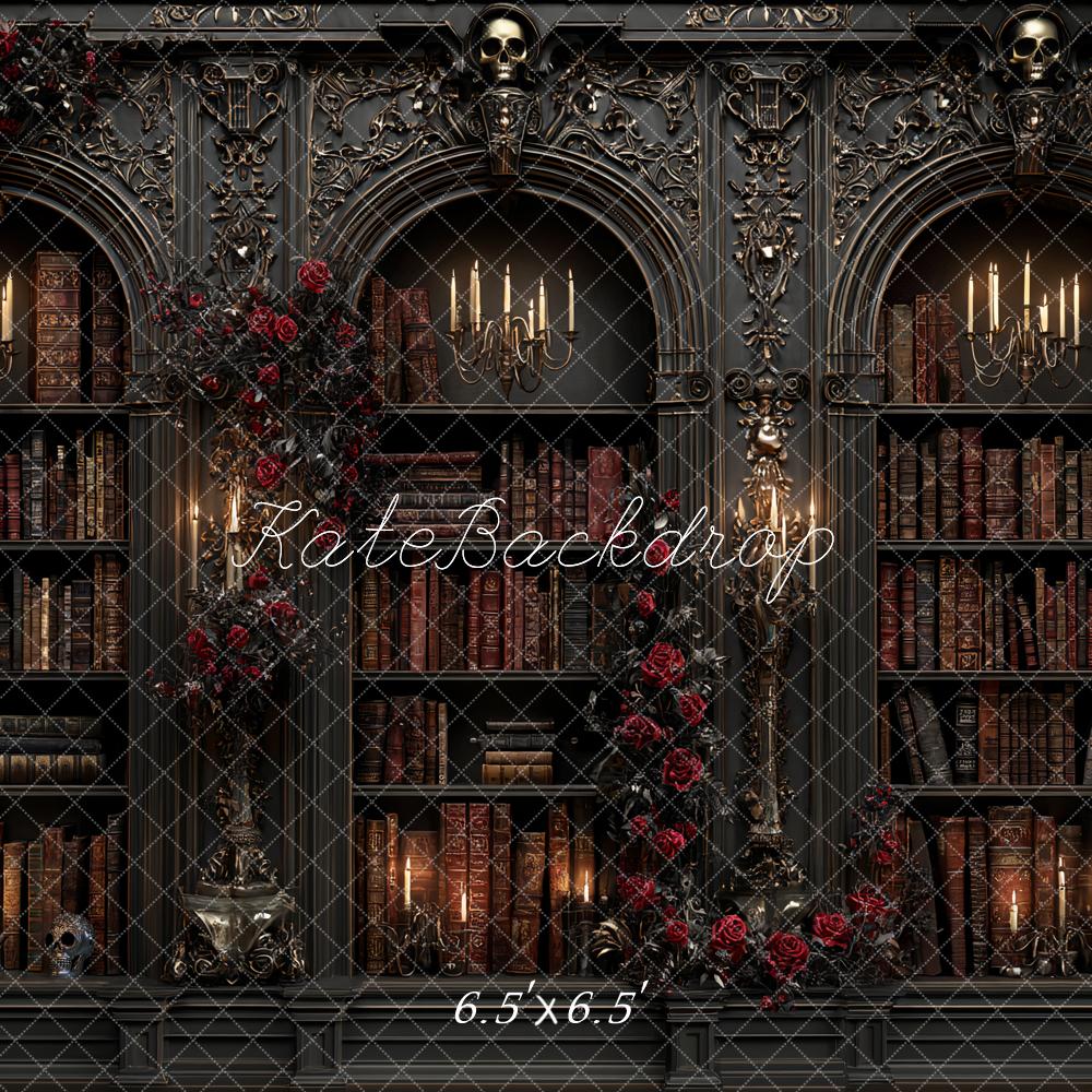 Kate Dunkle Bibliothek Rosen Kerzenleuchter Hintergrund Entworfen von Ashley Paul