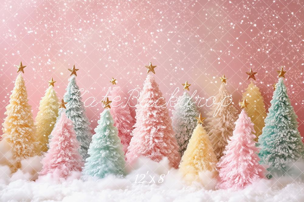 Kate Weihnachten Pastell Tannen Glitzer Hintergrund Entworfen von Patty Roberts