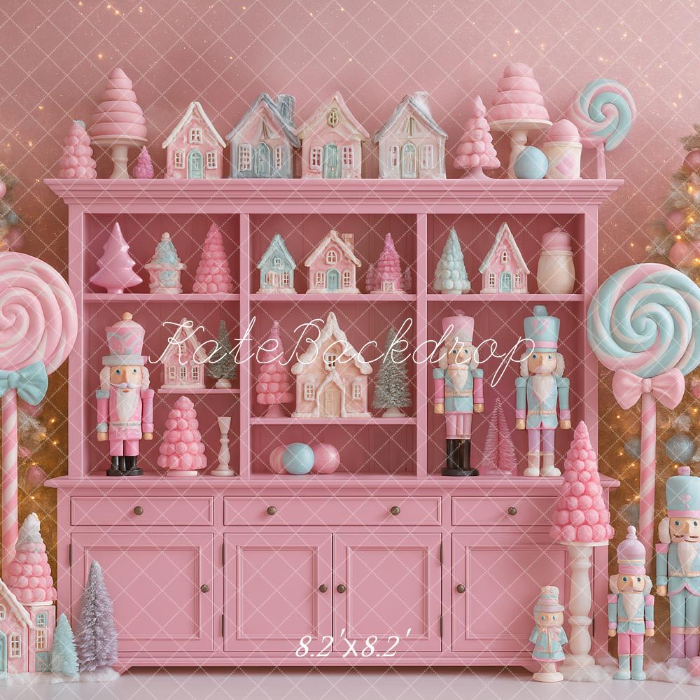 Kate Weihnachten Nussknacker Süßigkeiten Rosa Hintergrund Entworfen von Ashley Paul