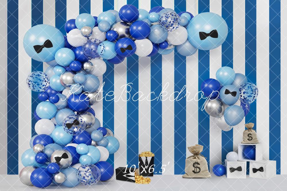 Kate Geburtstag Ballons Bogen Blau Gestreift Hintergrund Entworfen von Emetselch - Kate Backdrop.de