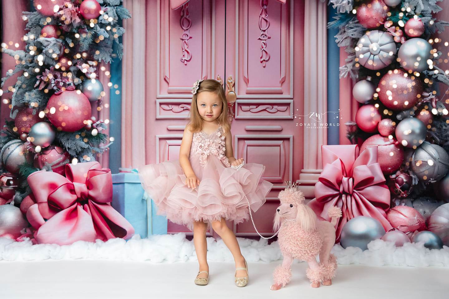 Kate Weihnachten Rosa Tür Bogen Hintergrund für Fotografie - Kate Backdrop.de