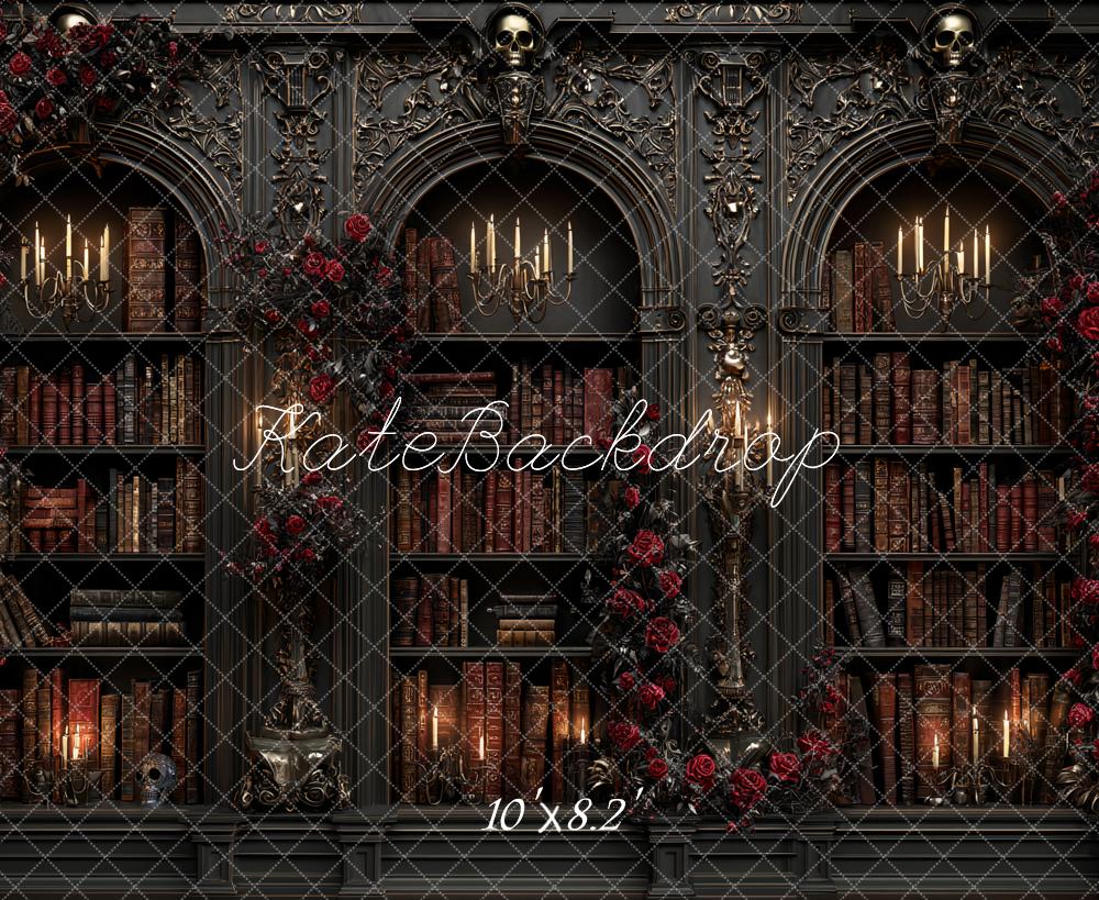Kate Dunkle Bibliothek Rosen Kerzenleuchter Hintergrund Entworfen von Ashley Paul
