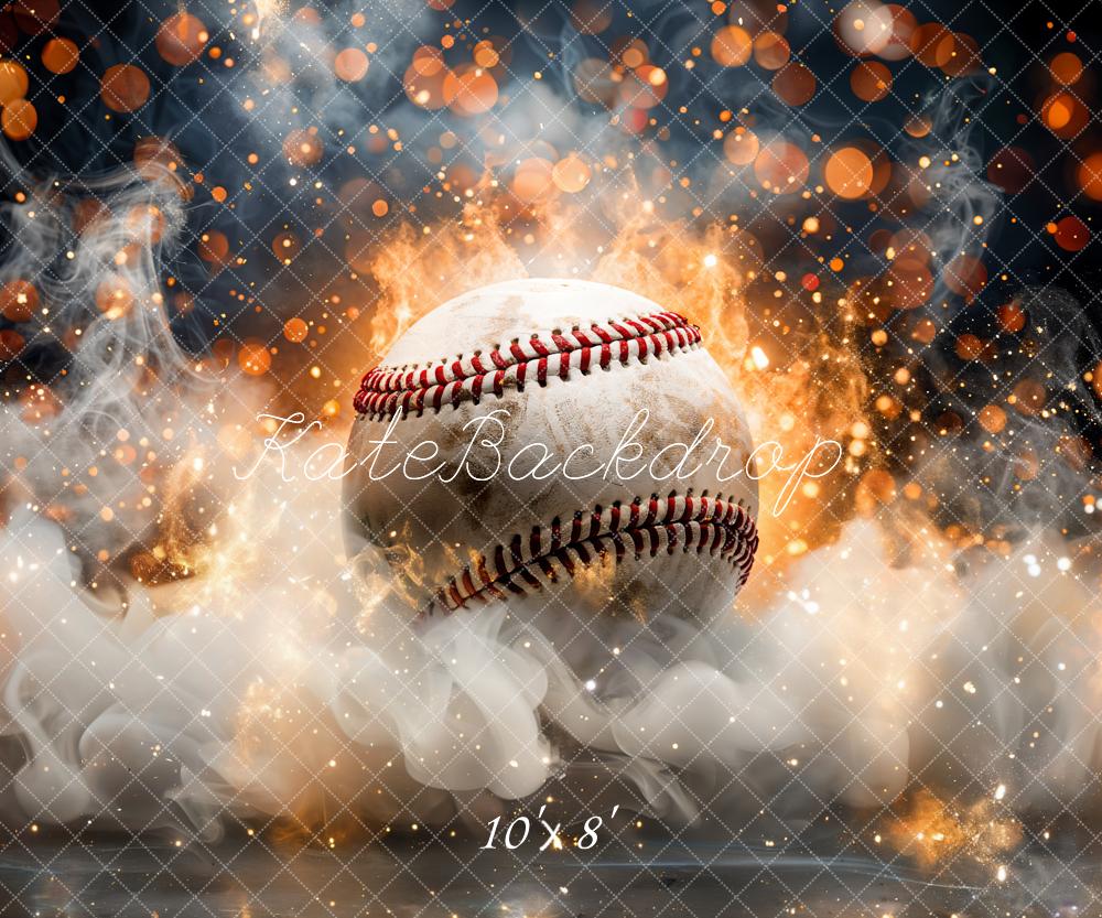 Kate Baseball Feuer Rauch Orange Hintergrund Entworfen von Emetselch - Kate Backdrop.de