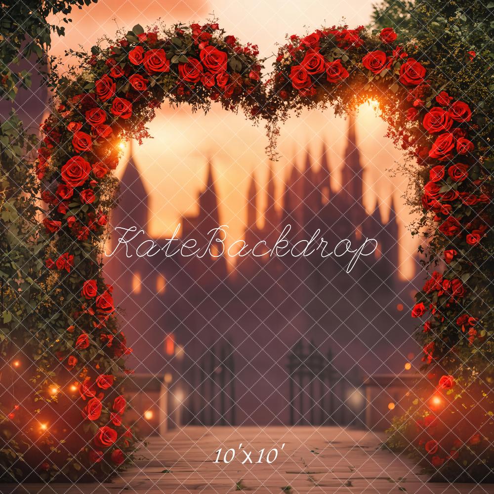 Kate Valentinstag Herzbogen Rote Rosen Romantisch Hintergrund Entworfen von Emetselch