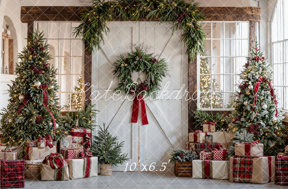 Kate Weihnachten Baum Geschenke Rustikal Fleece Hintergrund Entworfen von Emetselch