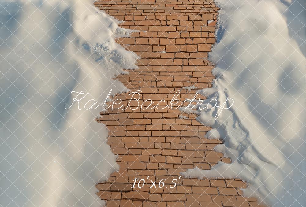 Kate Winter Steinweg Schnee Braun Fleece Hintergrund Entworfen von Kate Image