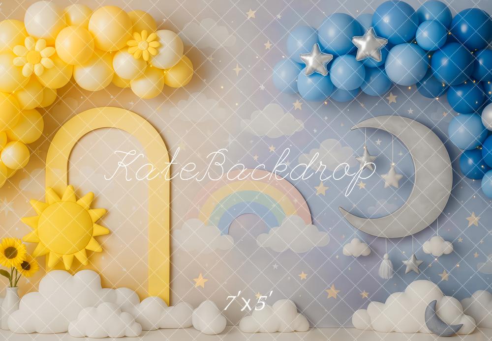Kate Sonne Mond Regenbogen Ballon Hintergrund Entworfen von Patty Roberts - Kate Backdrop.de